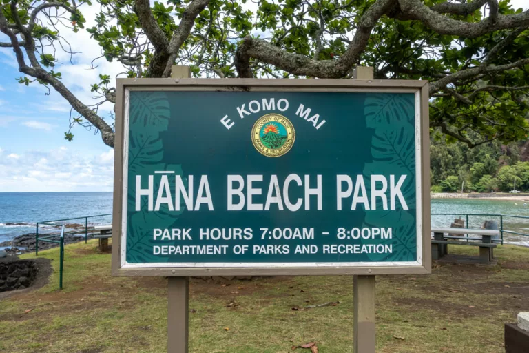 Hana Bay Beach Park Sign